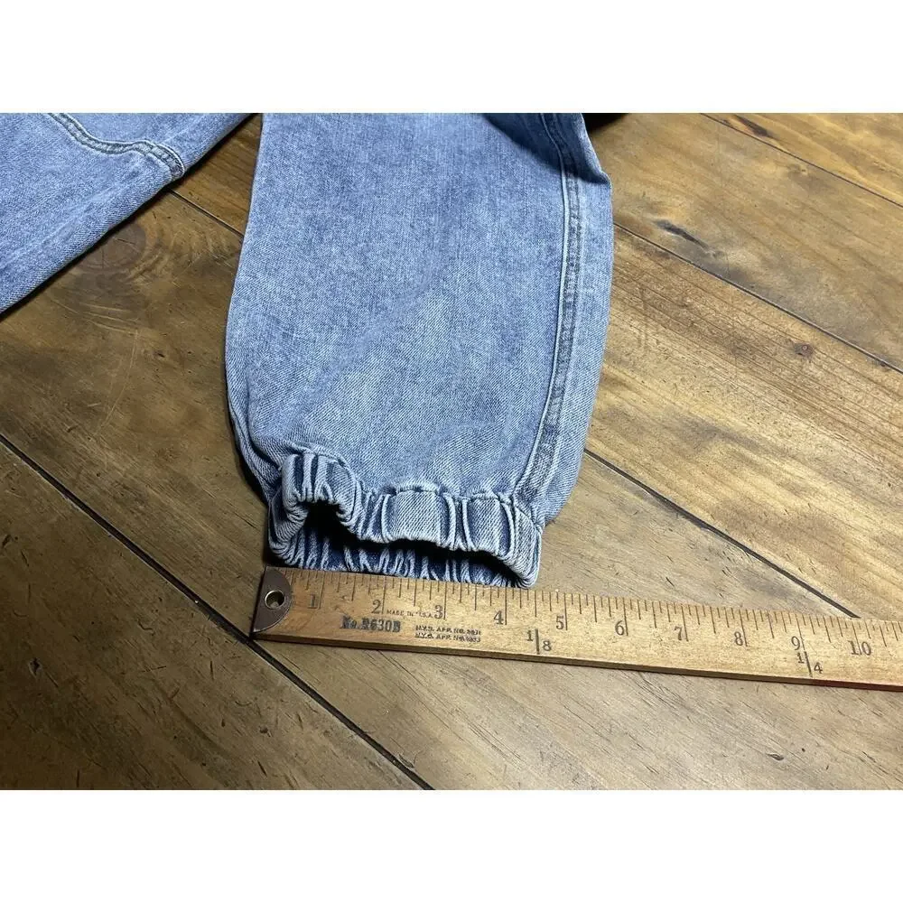 Mica Denim Cargo Jeans Womens Medium Blue Stone Washed Baggy Jogger Ankle Skater - Picture 9 of 10